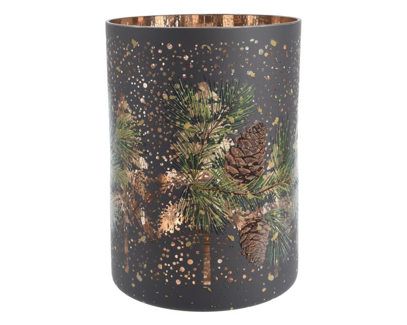 Tealightholder Glass Black Gold 18cm