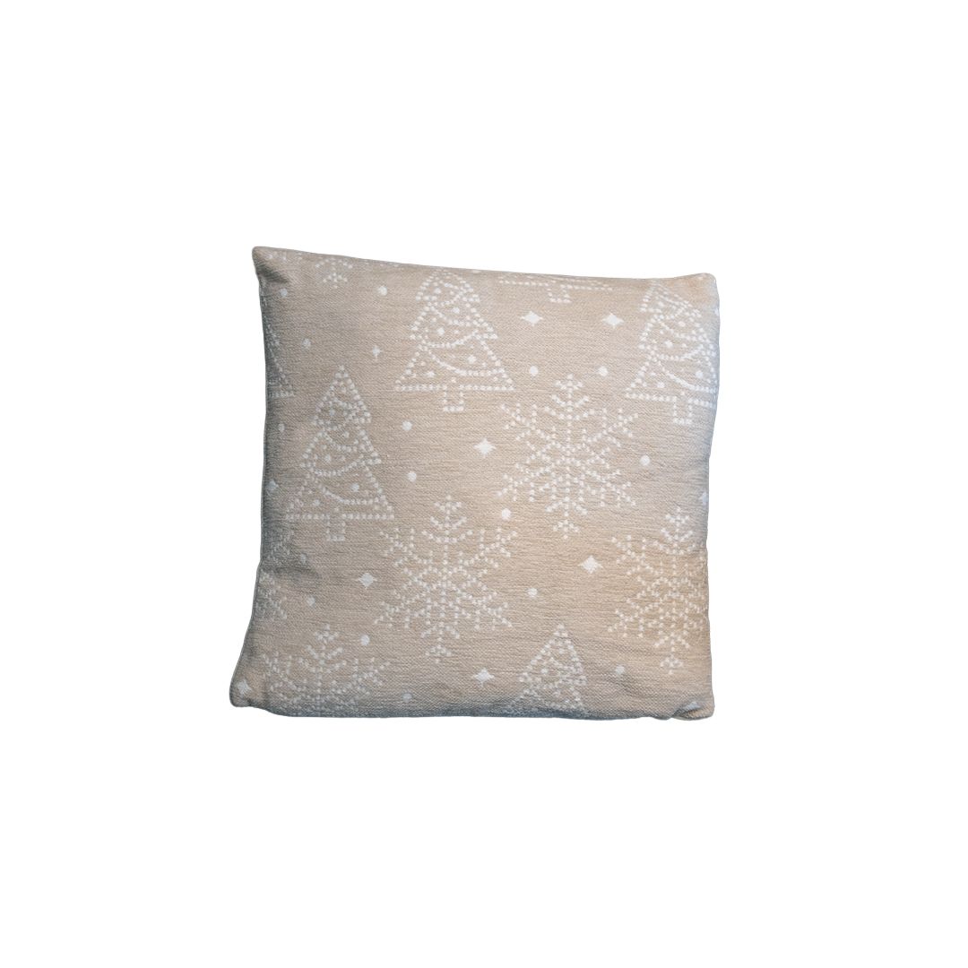 Xmas Cushion 40x40cm Tree Snowflake, Color: Beige