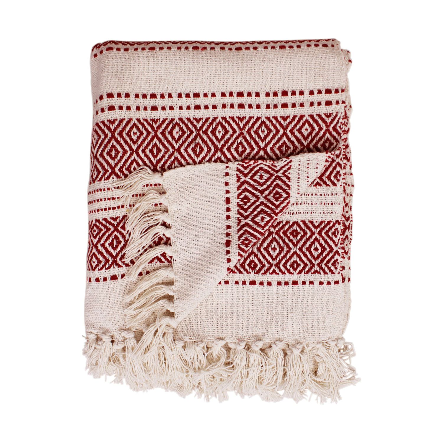 Xmas Throw Rectangular Cotton 125x150cm Red White