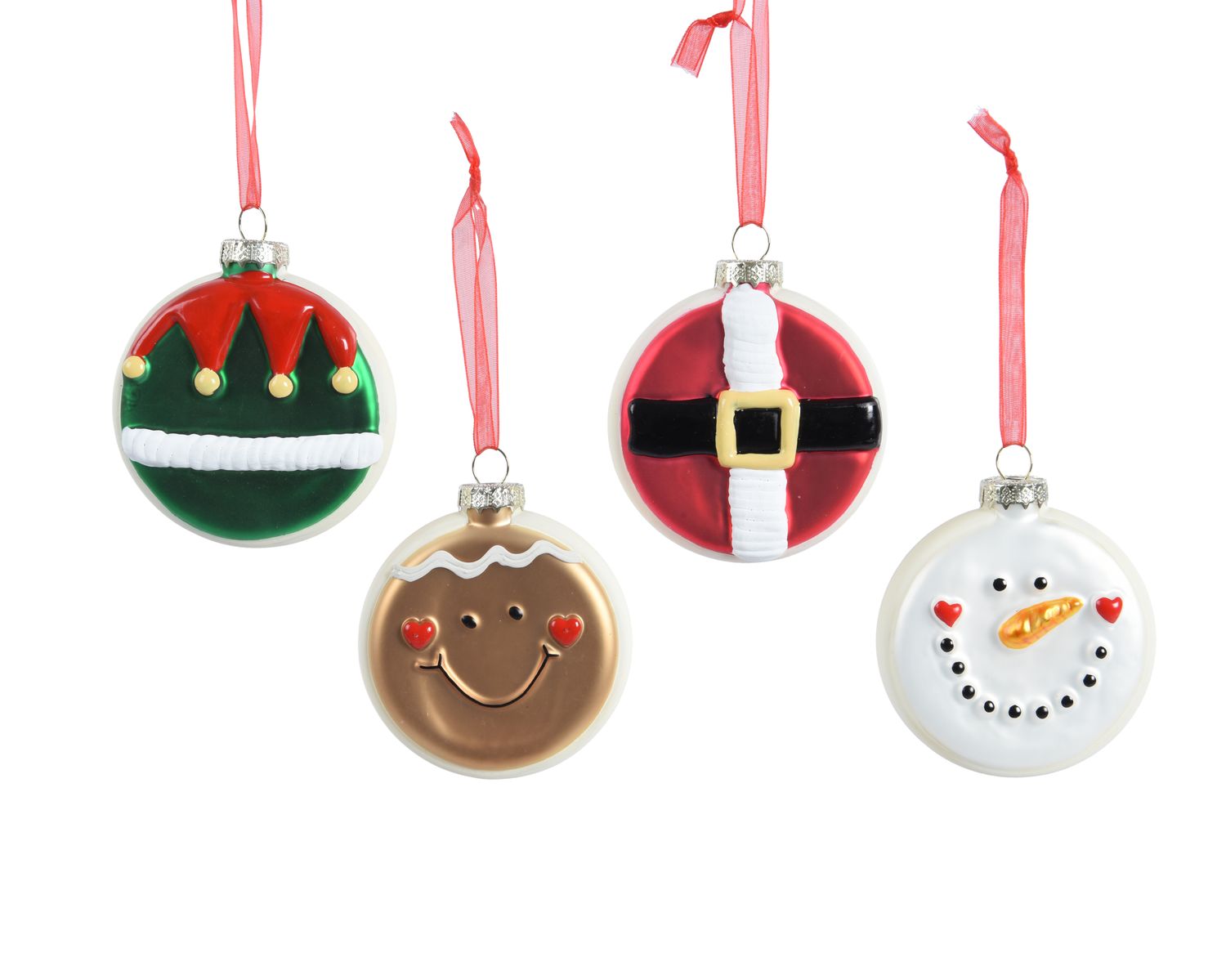 Hanging Ornament Disc Red Ribbon 8cm, Variety: Elf