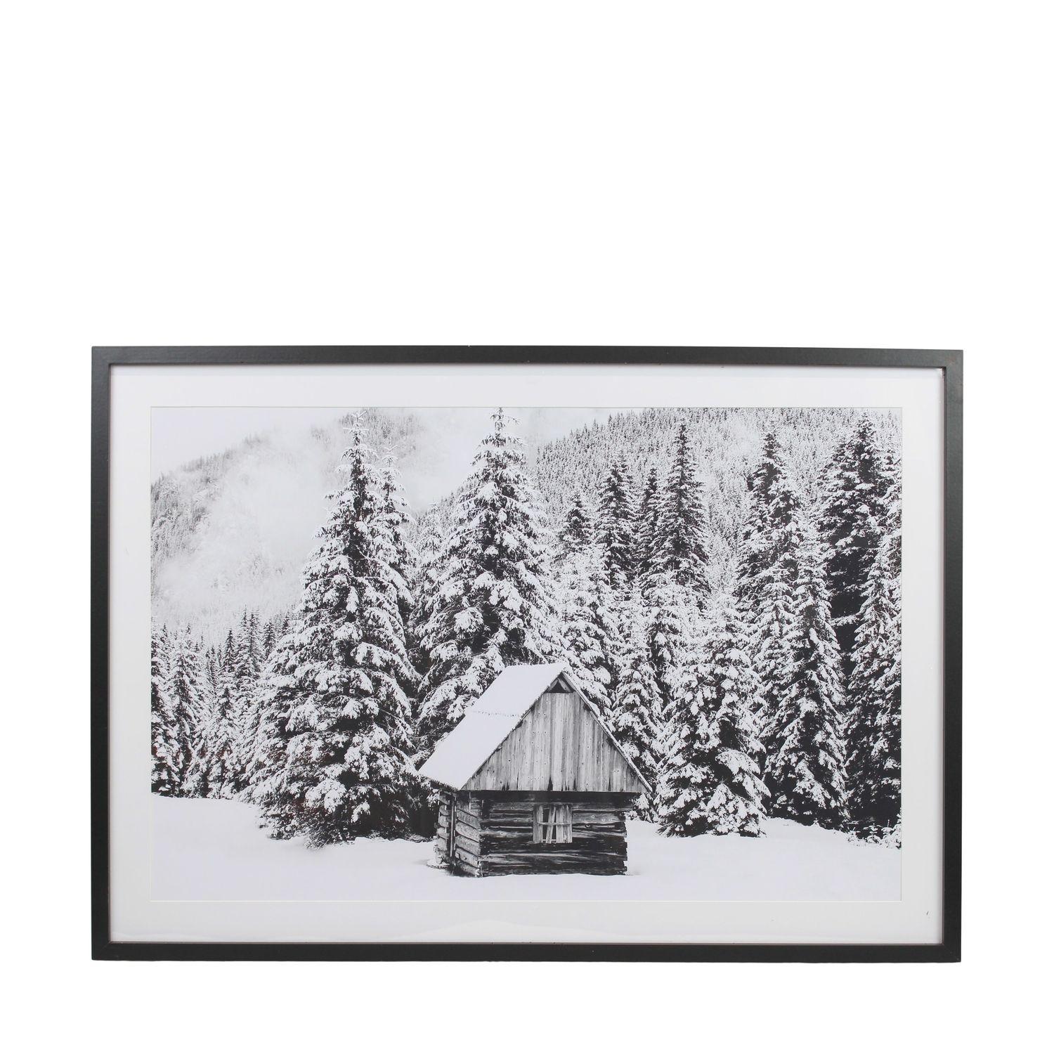 Wall Art Rectangular Ski Hut Canvas With Glass 70X4X100cm
