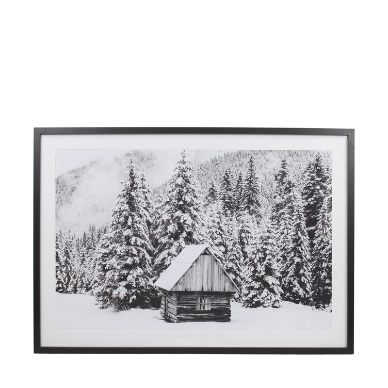 Wall Art Rectangular Ski Hut Canvas With Glass 70X4X100cm