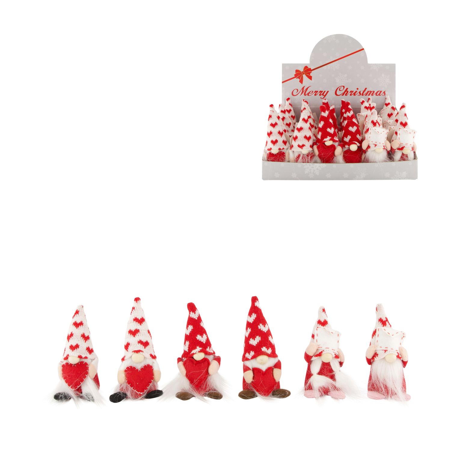 Figurine Gnome Hearts Fabric 7X7X15cm 6 Assorted