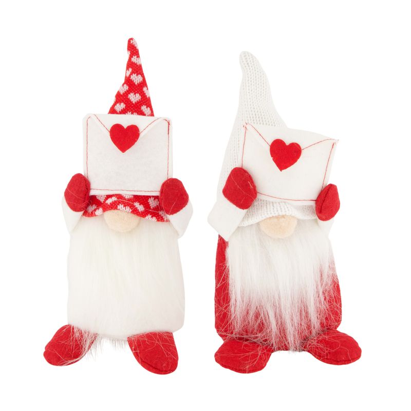 Figurine Gnome Heart Fabric 11X10X25cm 2 Assorted