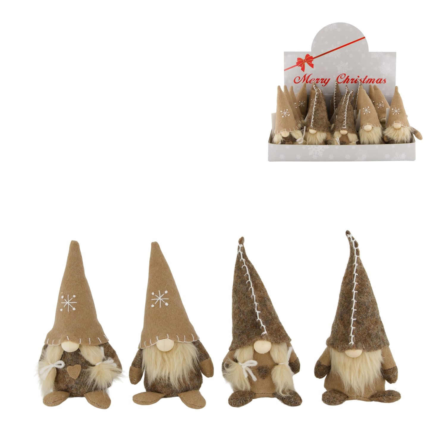 Figurine Gnome Snowflake Fabric 8X7X15cm 4 Assorted