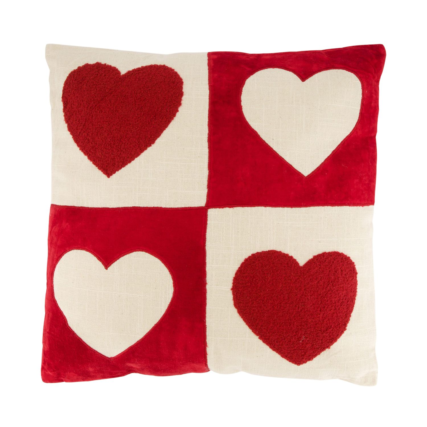 Cushion Square Hearts Cotton 45x45cm