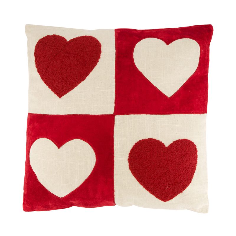 Cushion Square Hearts Cotton 45x45cm