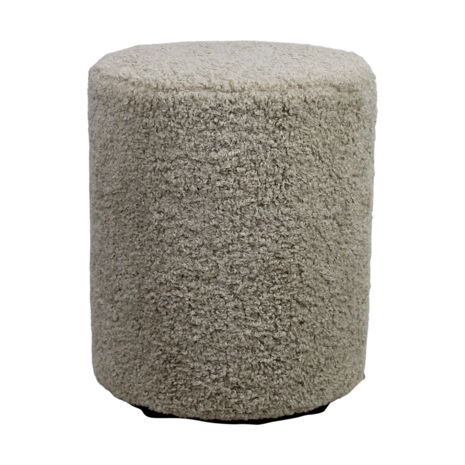 Ottoman Round Teddy Fabric 38x48cm Beige