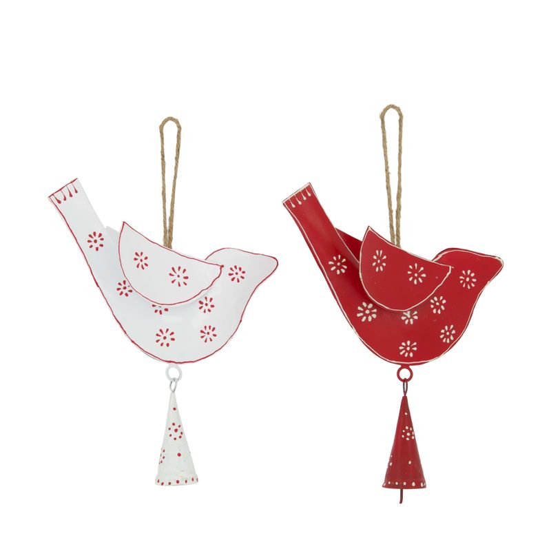Xmas Hanger Bird Metal 20cm 2 Assorted
