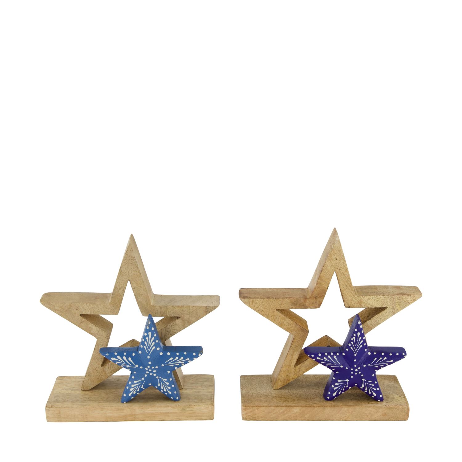 Star Mango Wood 18X6X18cm 2 Assorted