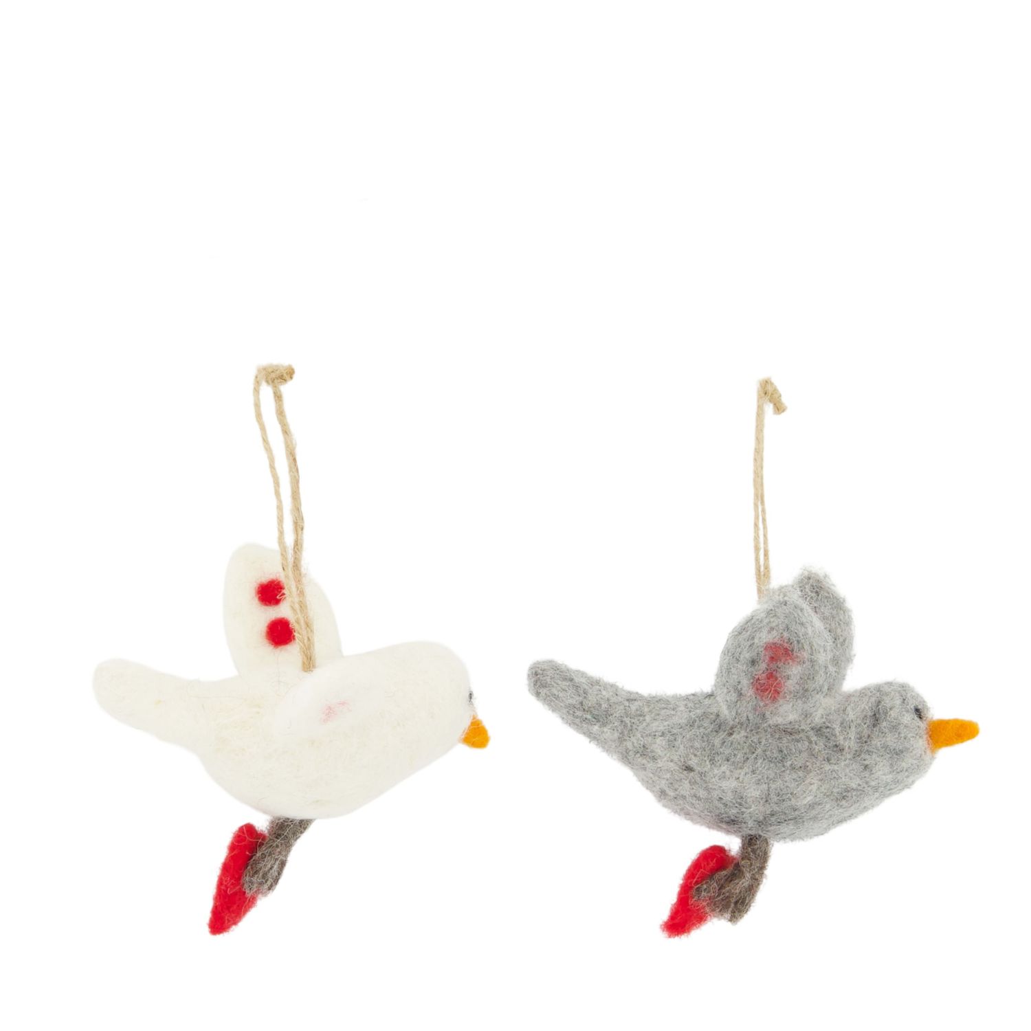 Xmas Hanger Bird with Heart Wool 10cm