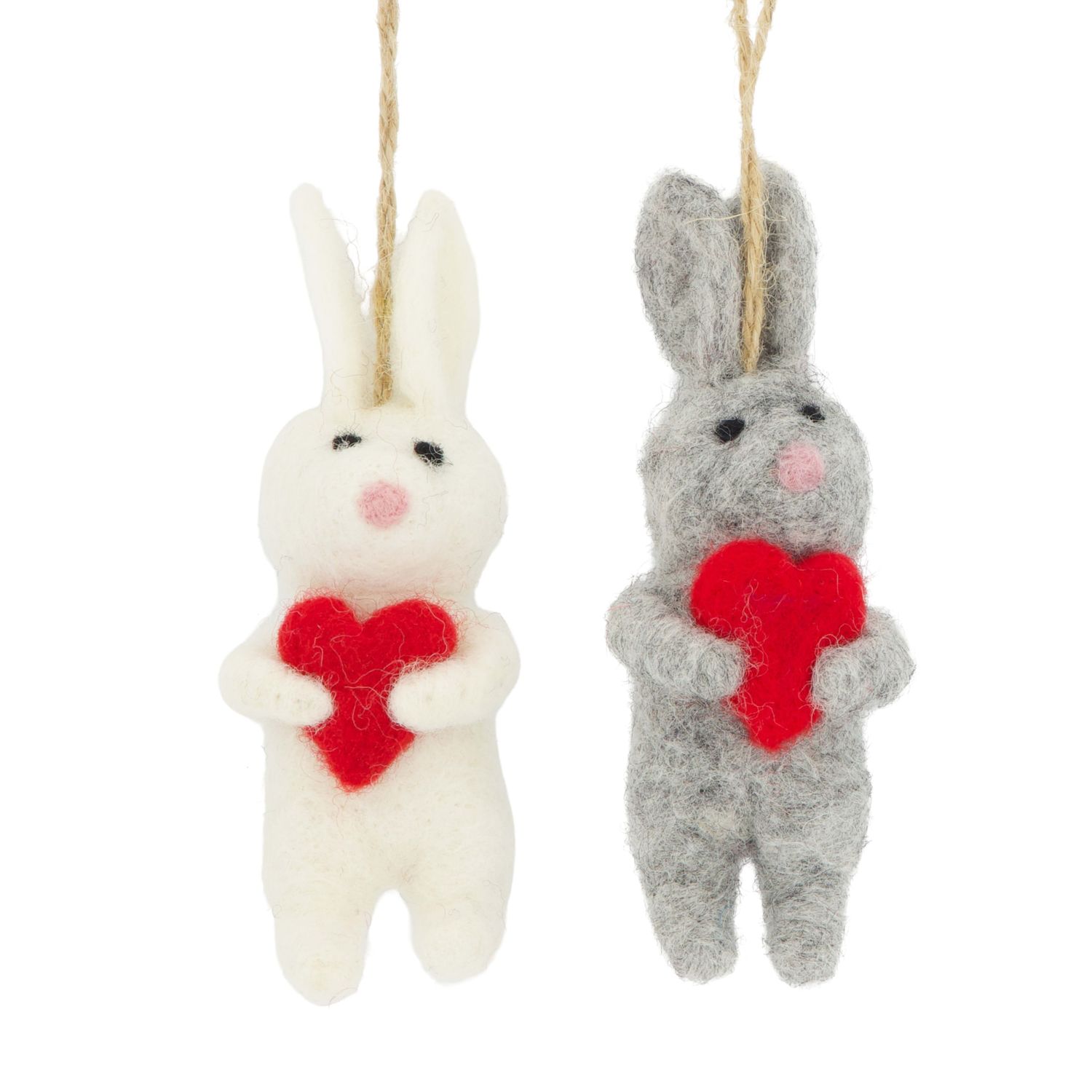 Xmas Hanger Rabbit Heart Wool 11cm