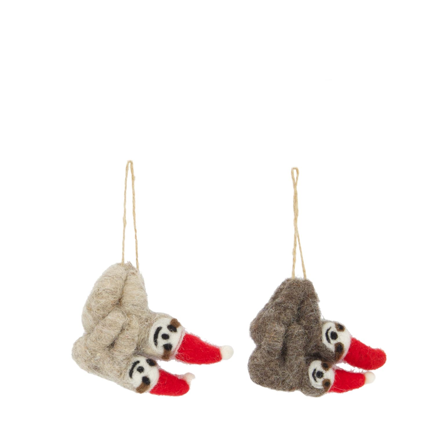 Xmas Hanger Sloth Wool 10cm 2 Assorted