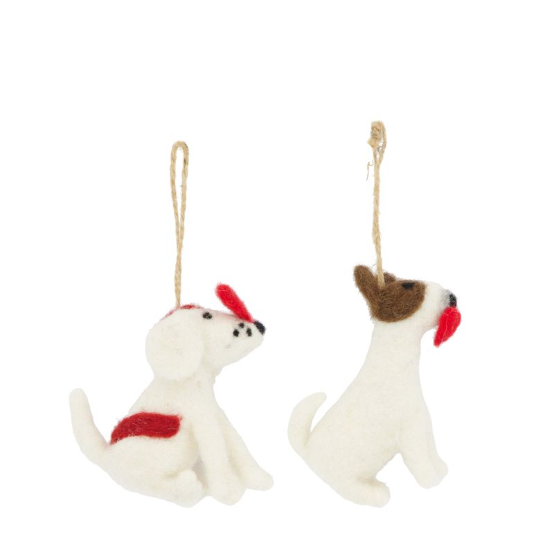 Hanger Dog With Heart Wool 3X7X9cm 2 Assorted