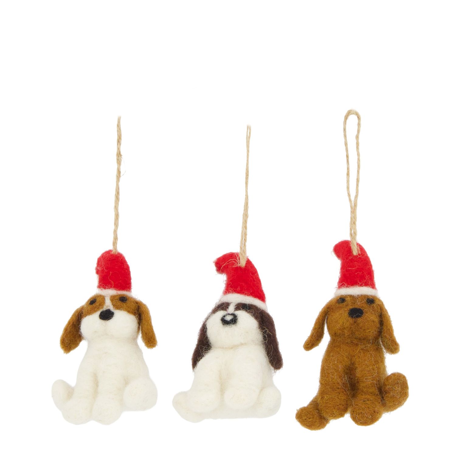 Xmas Hanger Dog Wool 9cm 3 Assorted