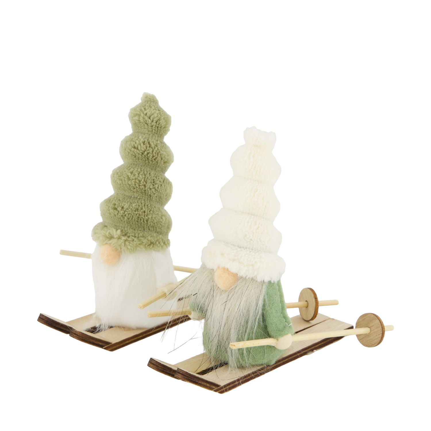 Xmas Hanger Gnome on Skis 15cm, Color: Green Hat