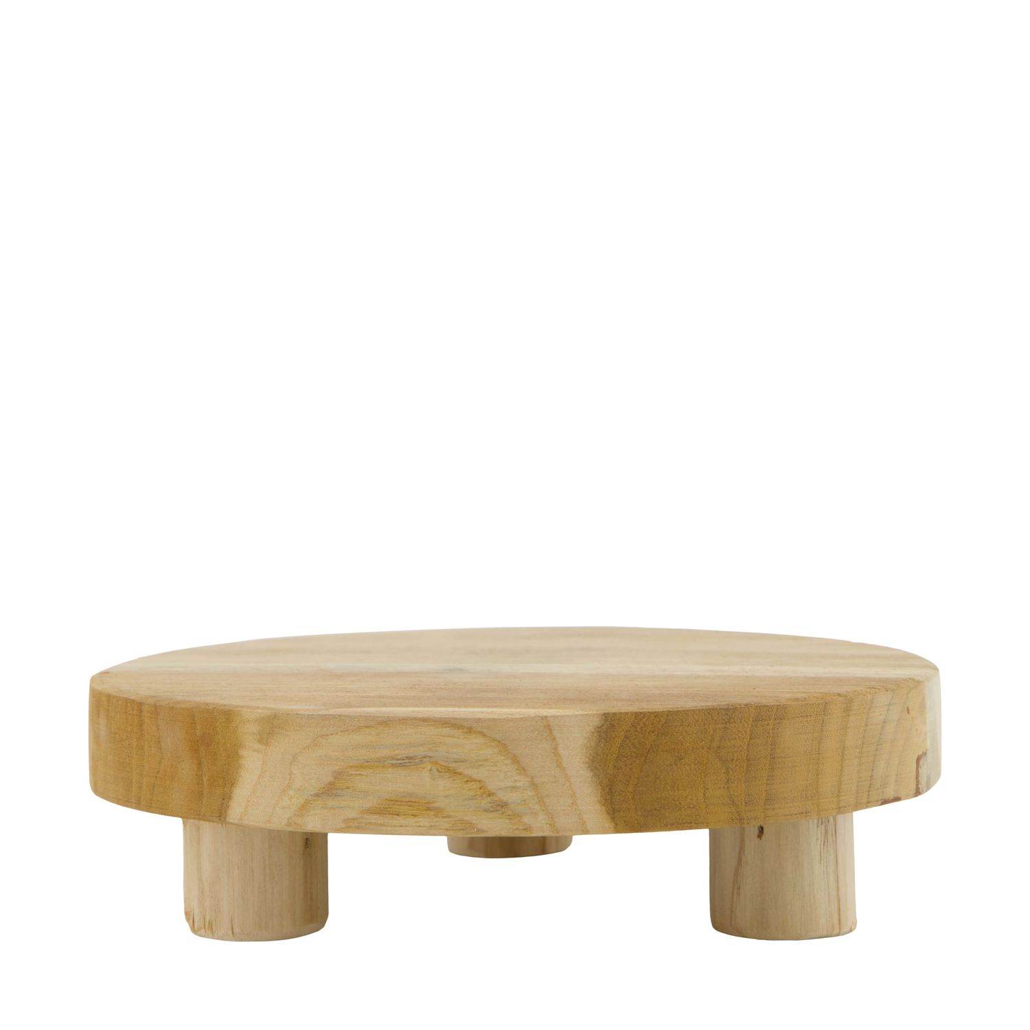 Tray Round Teak Wood On Feet, Size: 22x6cm