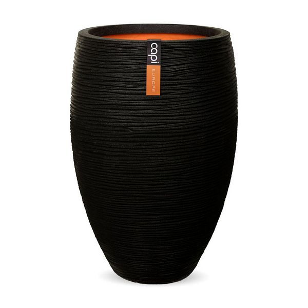 Capi - Vase Elegant Deluxe Rib NL, Color: Black, Size: 40cm x 40cm x 60cm