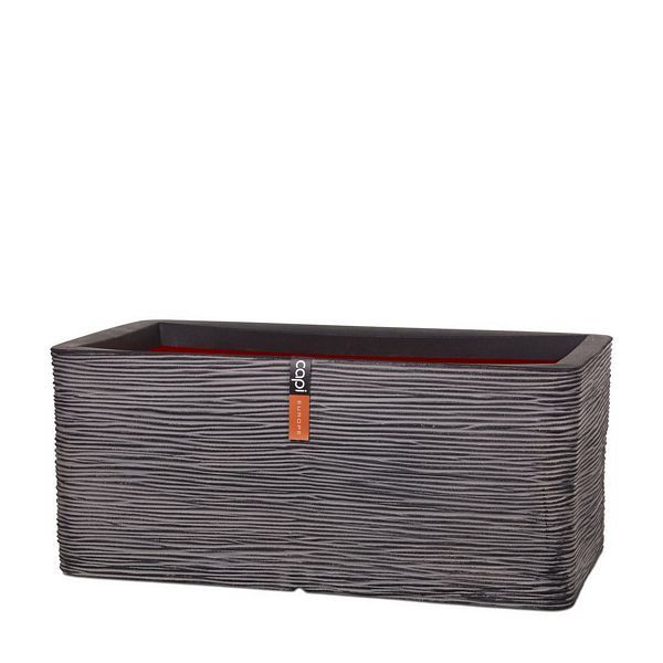 Capi - Planter Rectangle Rib, Color: Black, Size: 73cm x 39cm x 32cm