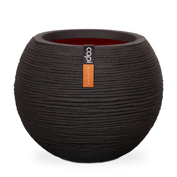 Capi - Vase Ball Rib NL, Color: Black, Size: 40cm x 40cm x 32cm
