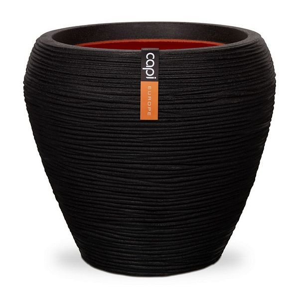 Capi - Vase Taper Round Rib, Color: Black, Size: 42cm x 42cm x 38cm