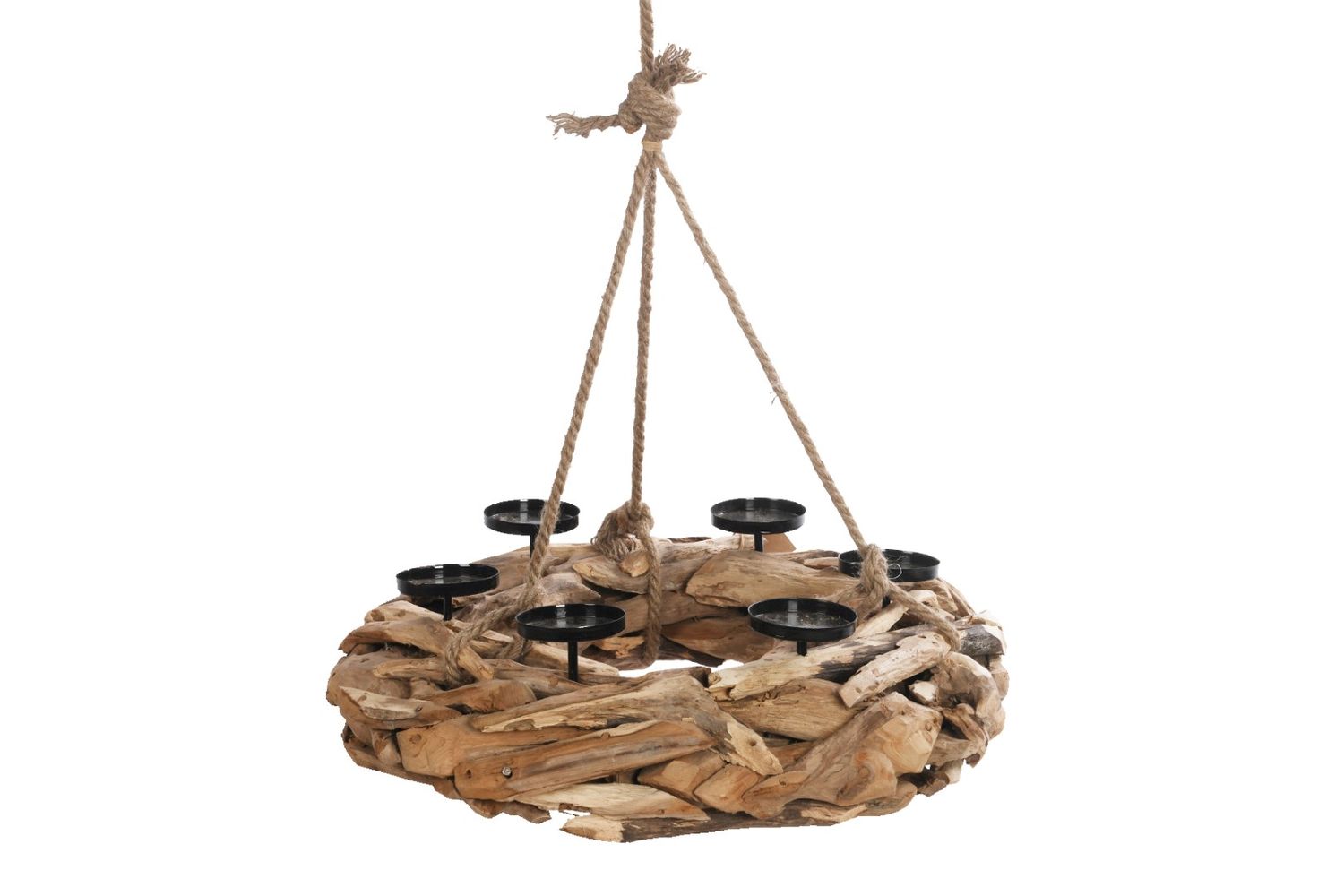 Hanging Teak Wreath, Size: 60x60x12cm