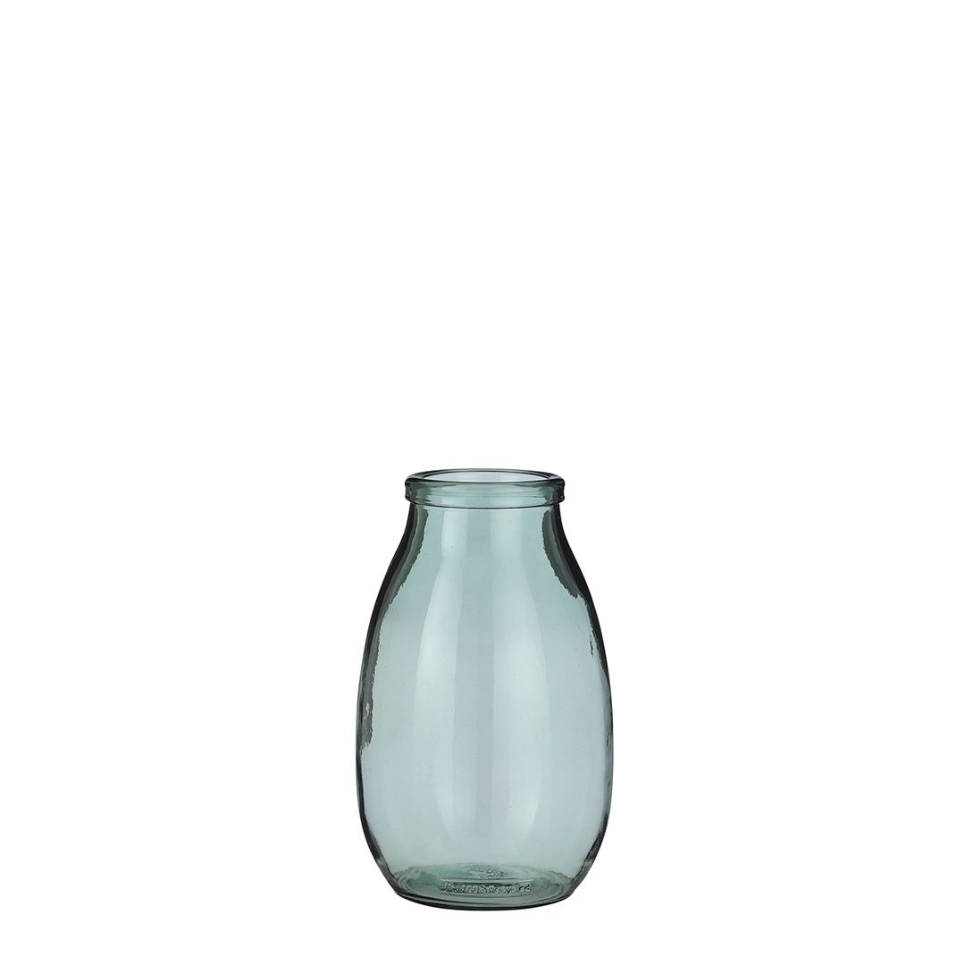 Pilar vase glass l. green, Size: h28xd18cm