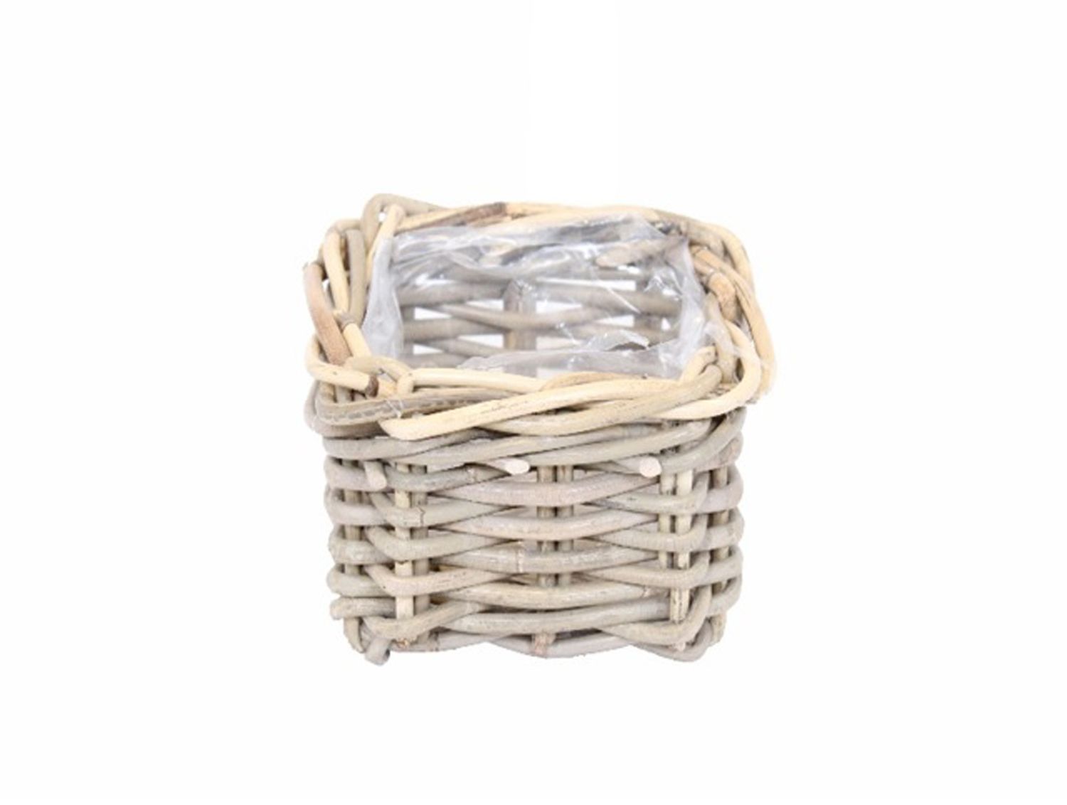 Planter Rattan Grey Square, Size: 15X15H12cm