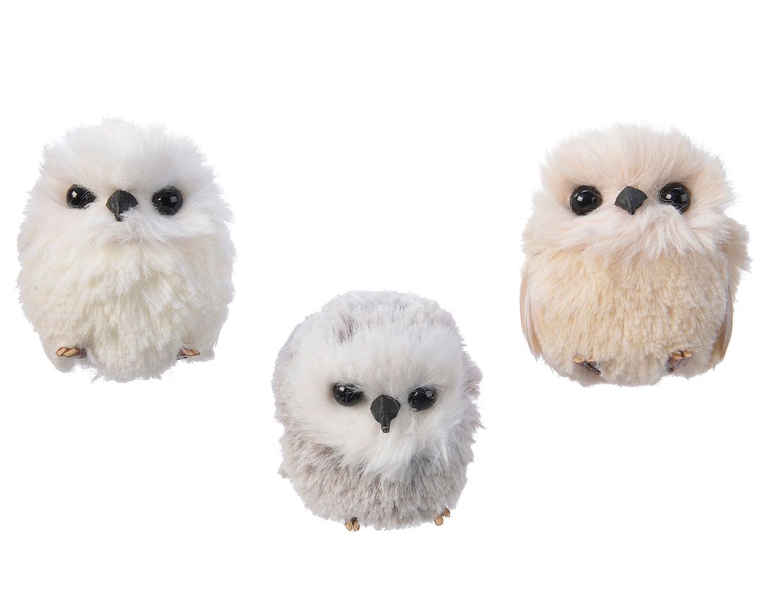 Ornament Plush Owl, Color: White