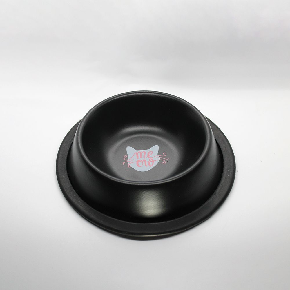 Non-Skid Cat Dish 6oz, Color: Black with Cat Decal