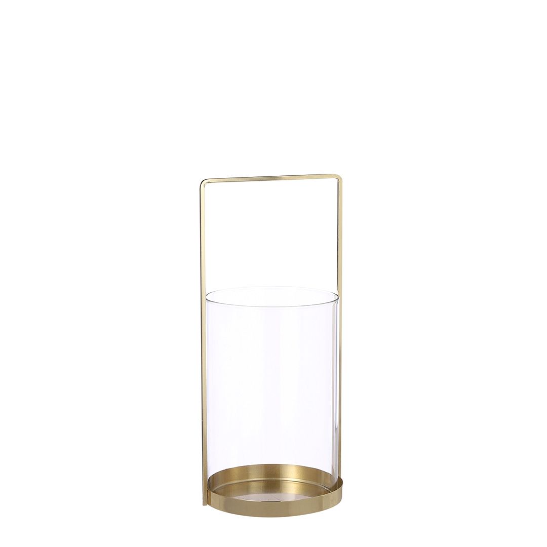 Hurricane Light Glass - Gold, Size: h28.5xd12cm