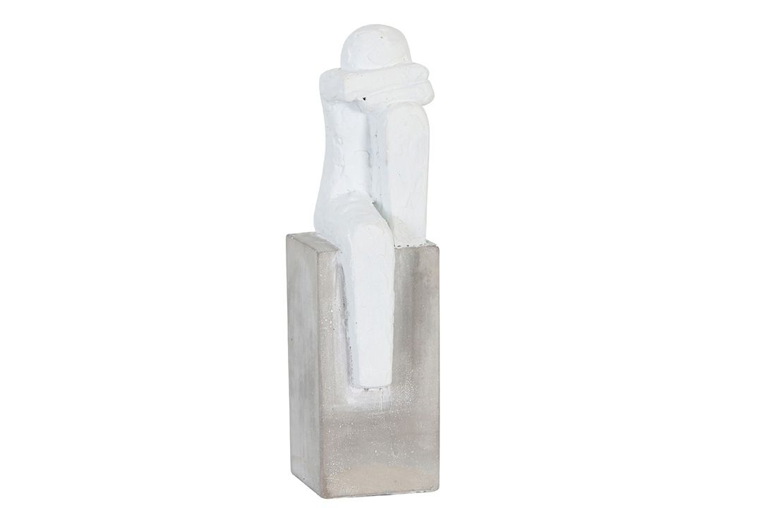 Statue cement grey/white, Size: 9x7x26cm
