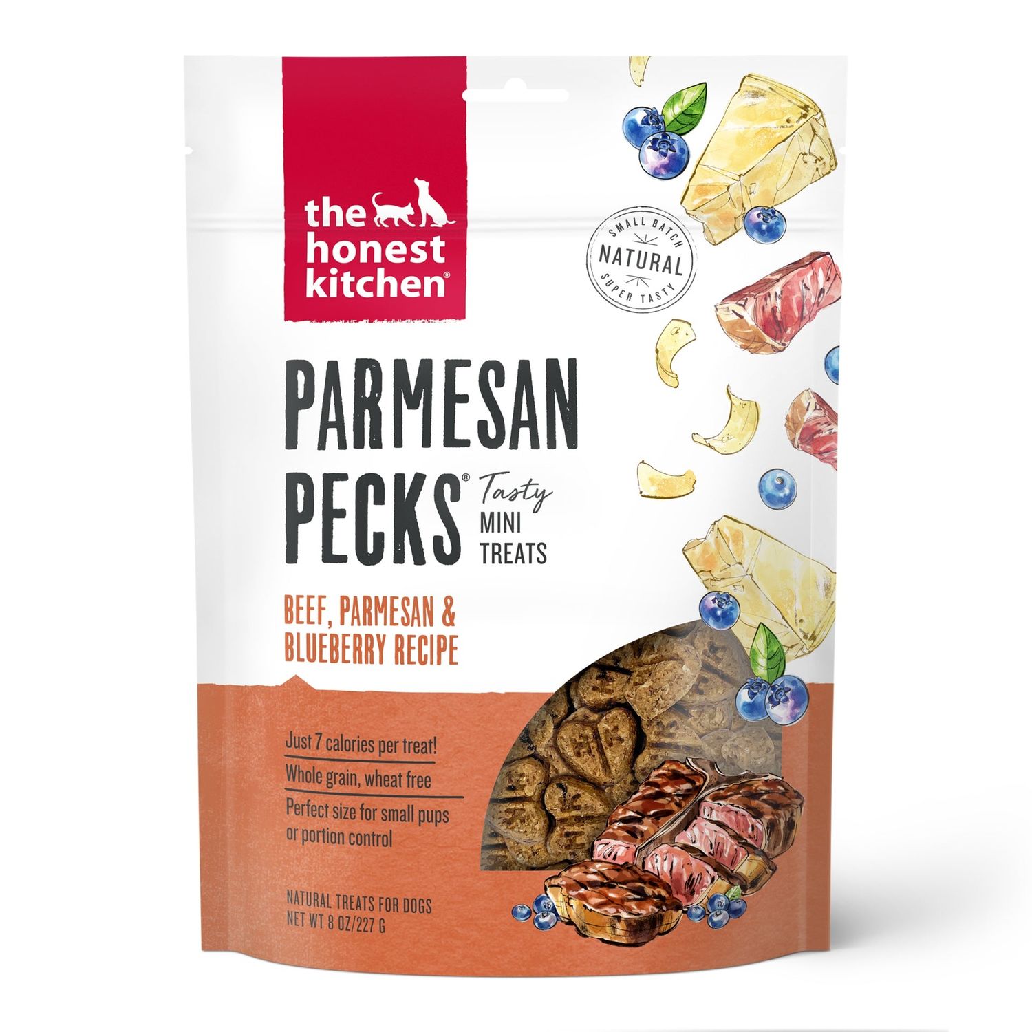 HK Dog Parmesan Pecks 8oz, Variety: Beef &amp; Blueberry