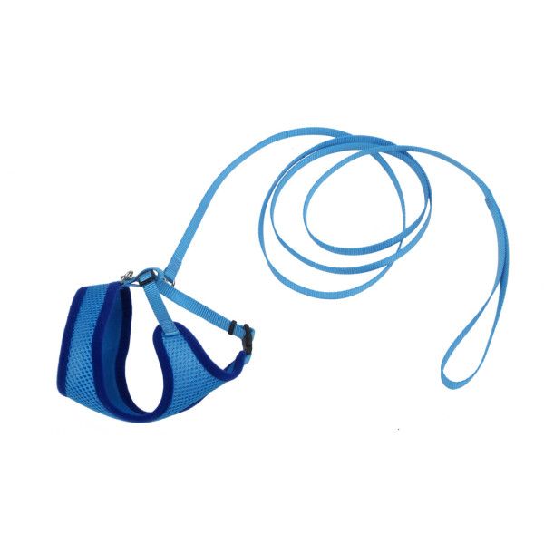 ComfortSoft Mesh Cat Harness w/6' Leash XSmall, Color: Blue Lagoon