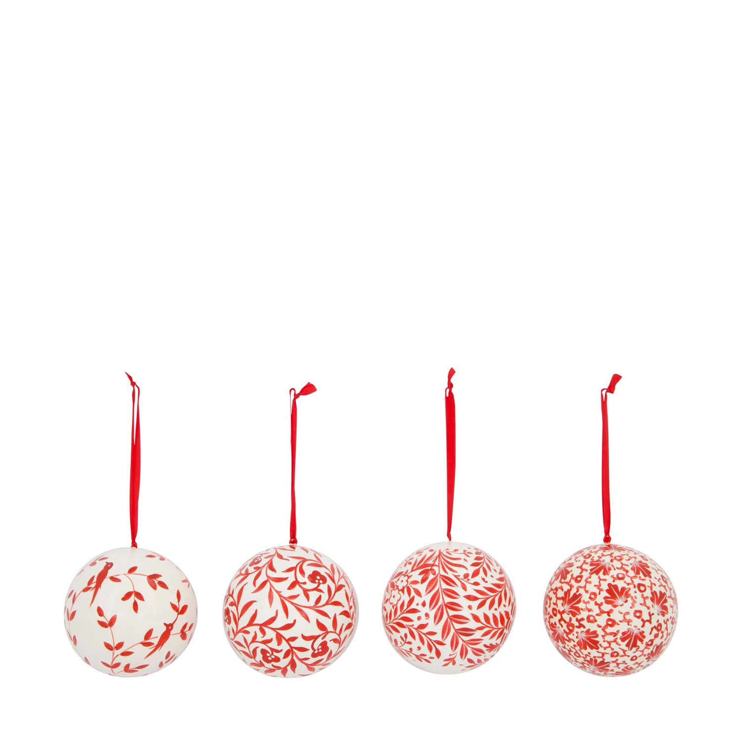 Xmas Ball Paper Mache With Hanger 10cm 4 Assorted