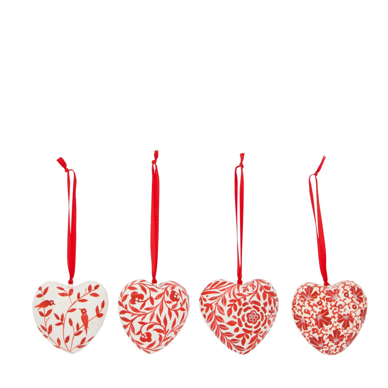 Hanger Heart Paper Mache 8.5cm 4 Assorted