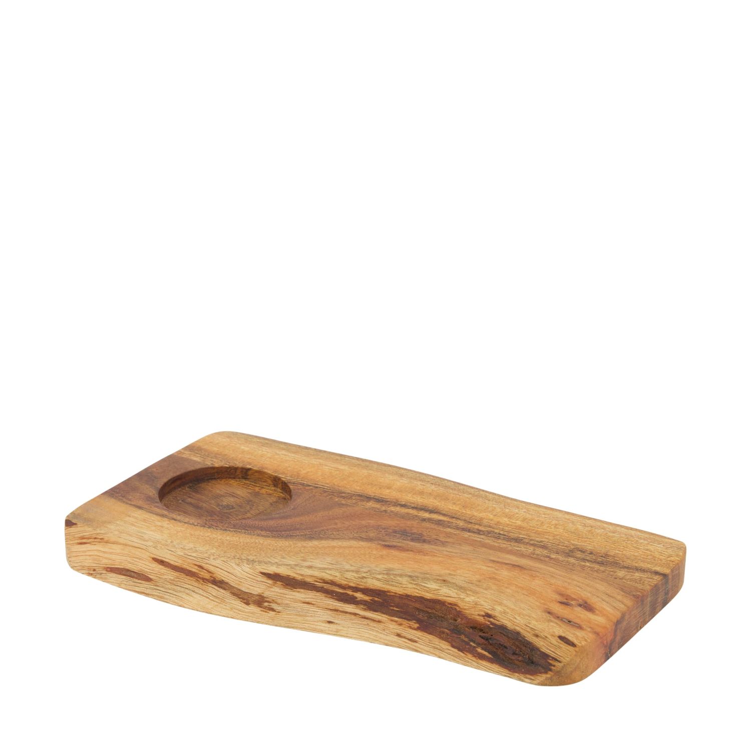 Plate Rectangular With Cup Holder Acacia Wood 22x11cm