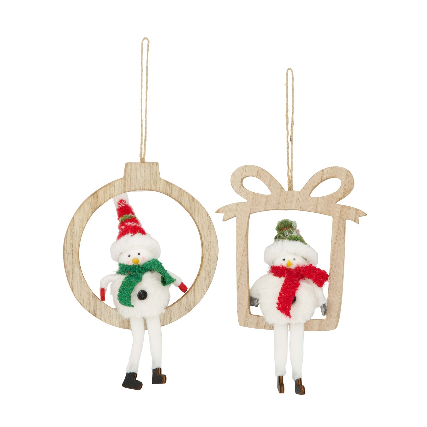 Hanger Snowman Plywood 15x32cm 2 Assorted