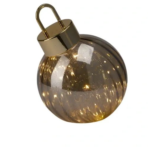 Xmas Ball With LED 20cm Grey