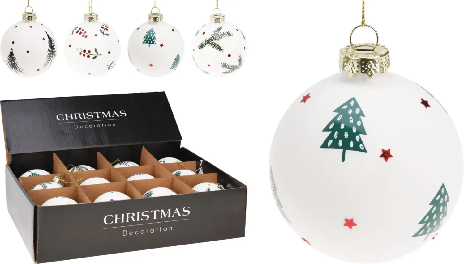 Xmas ball Glass 8cm Berry 4 Assorted