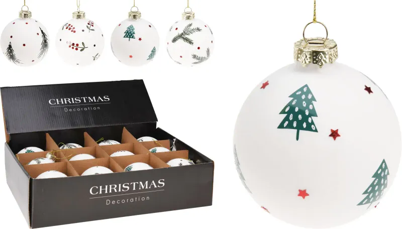 Xmas ball Glass 8cm Berry 4 Assorted