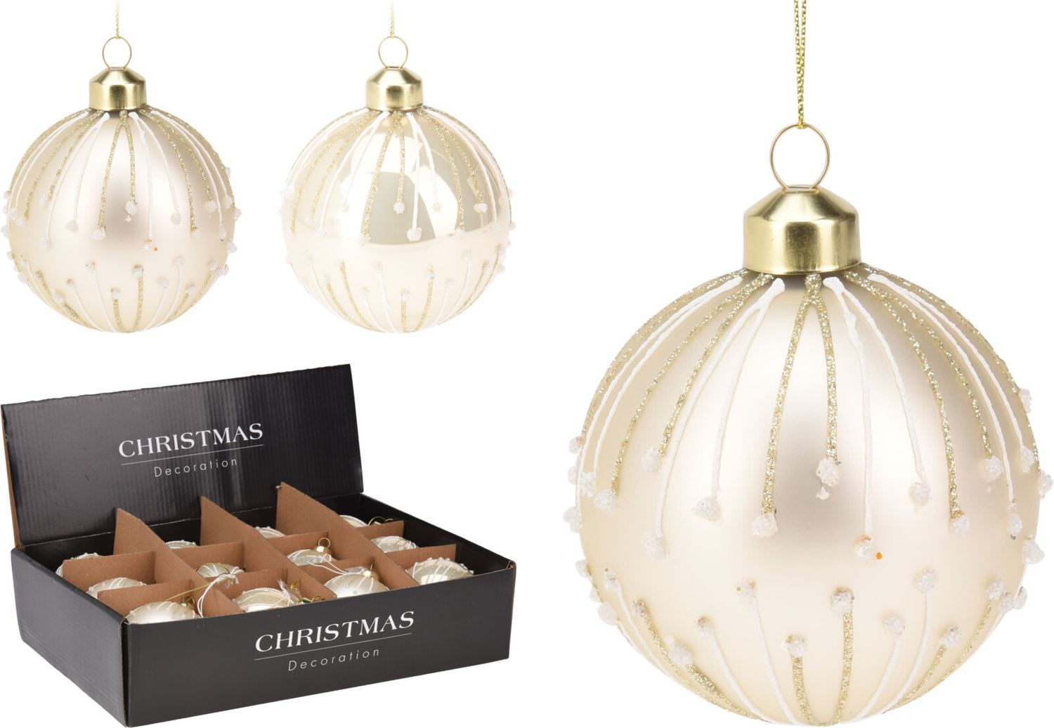 Xmas Ball 8cm Matt Shiny 2 Assorted