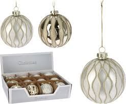 Xmas Ball 8cm Wave Stripe 2 Assorted