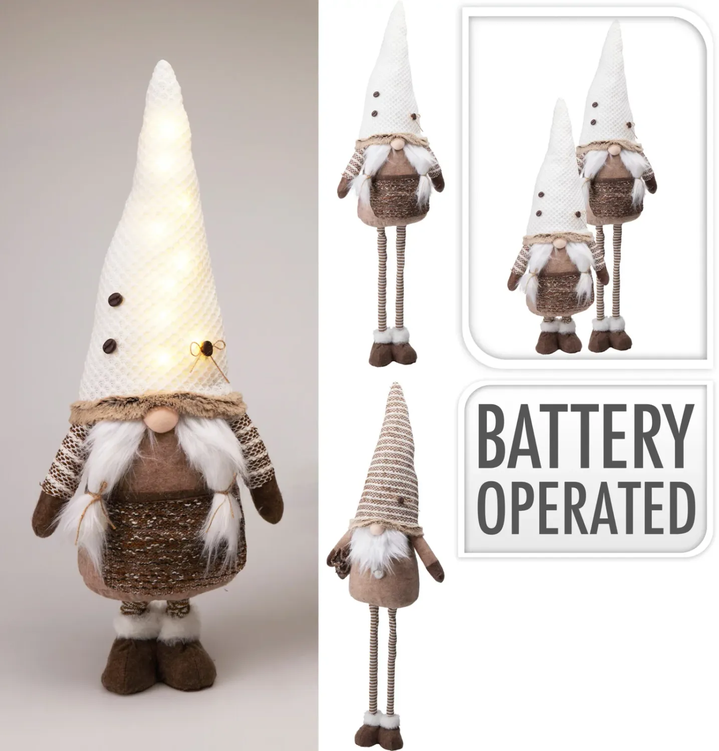 Gnome Telescope Legs LED Brown 96cm 2 Assorted