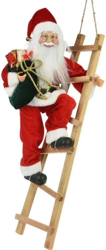 Santa Standing On Ladder Red 65cm