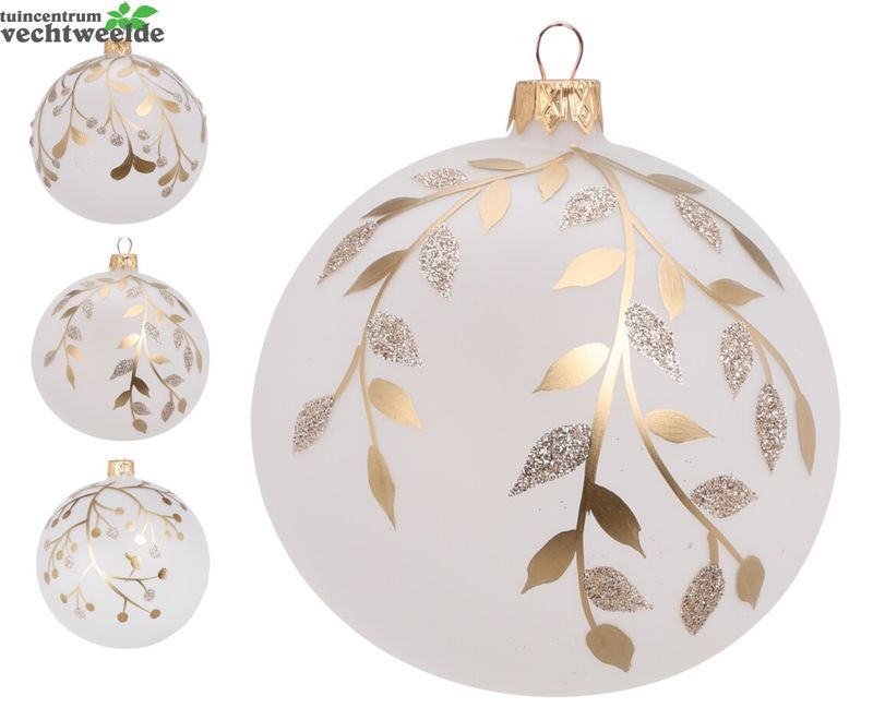 Xmas ball With Leaves 10cm 3 Assorted