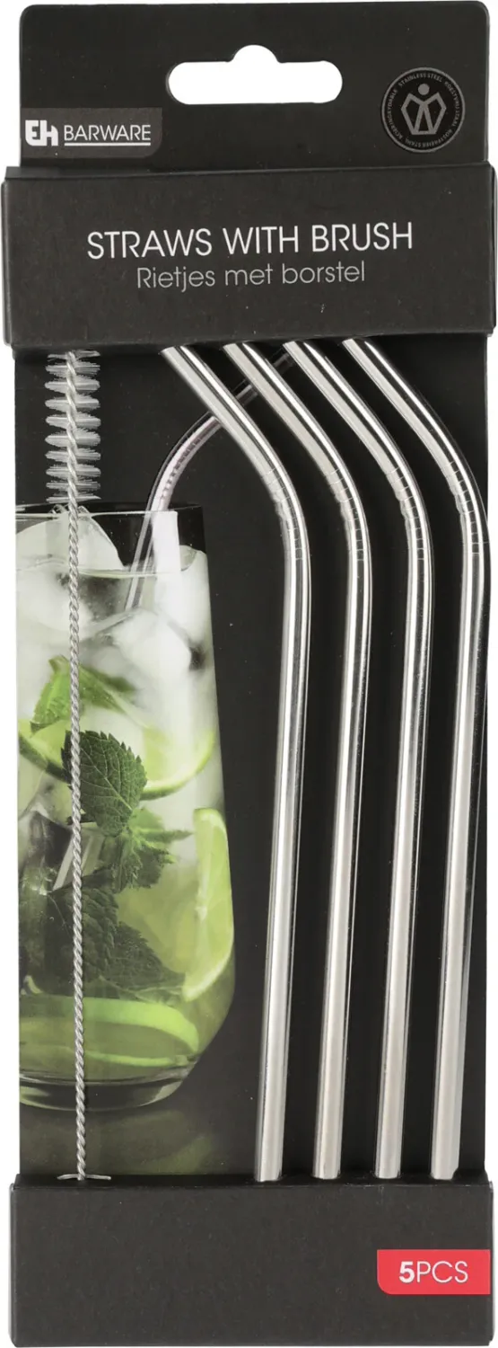 Drinking  Straws Set of 5 incl Cleaner