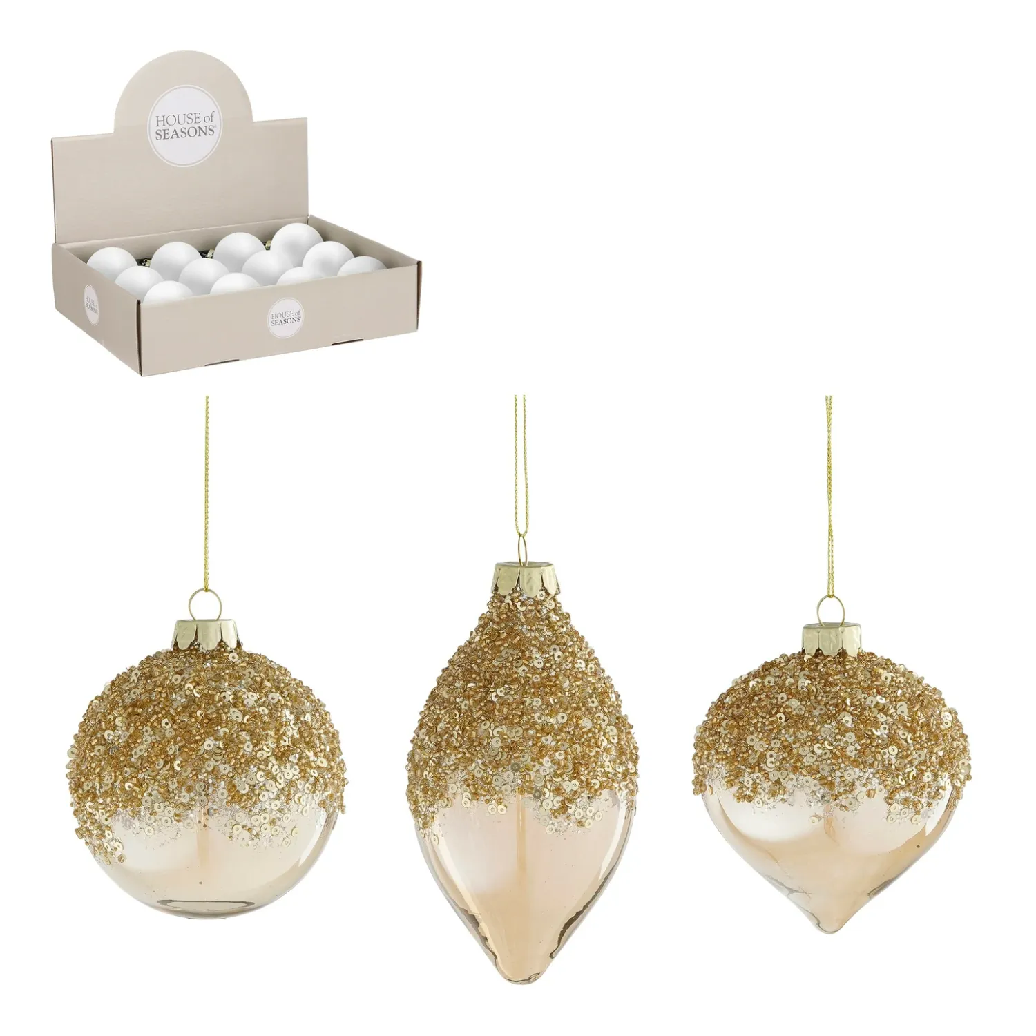 Ornament Ball Onion Drop Gold 3 Assorted