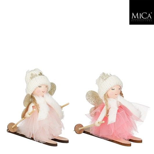 Decoration Angel Ski Dark Pink