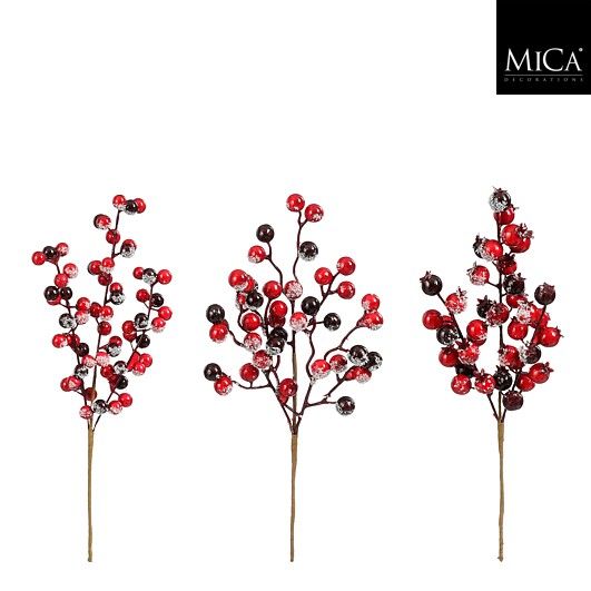 Pick Berries Bordeaux Frosted 3 Assorted - 33cm